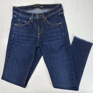 Veronica Beard Brooke Skinny Ankle Jeans 26 Midrise Stretch Blue Denim Fray EUC